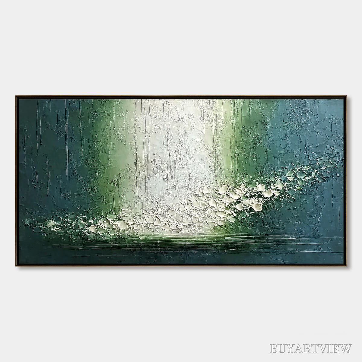 ARTOVITAS Emerald Cascade – Large Textured Wabi Sabi Abstract Painting - image 1