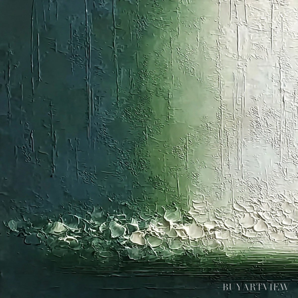 ARTOVITAS Emerald Cascade – Large Textured Wabi Sabi Abstract Painting - image 3