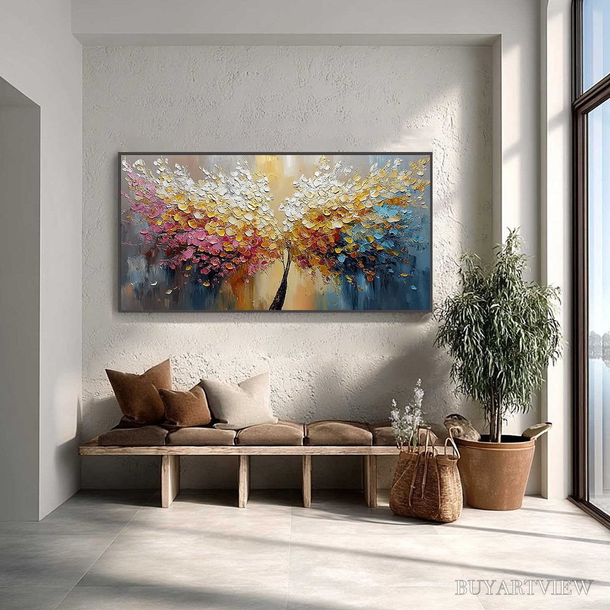 ARTOVITAS Aura Bloom – Textured Palette Knife Tree of Life Painting - image 2