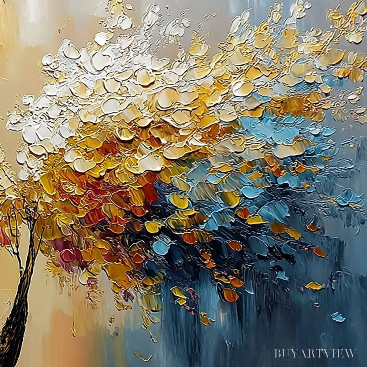 ARTOVITAS Aura Bloom – Textured Palette Knife Tree of Life Painting - image 5