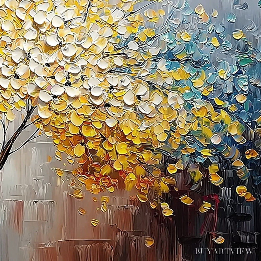 ARTOVITAS Chromatic Embrace – Textured Palette Knife Tree Painting, Colorful Impasto - image 5