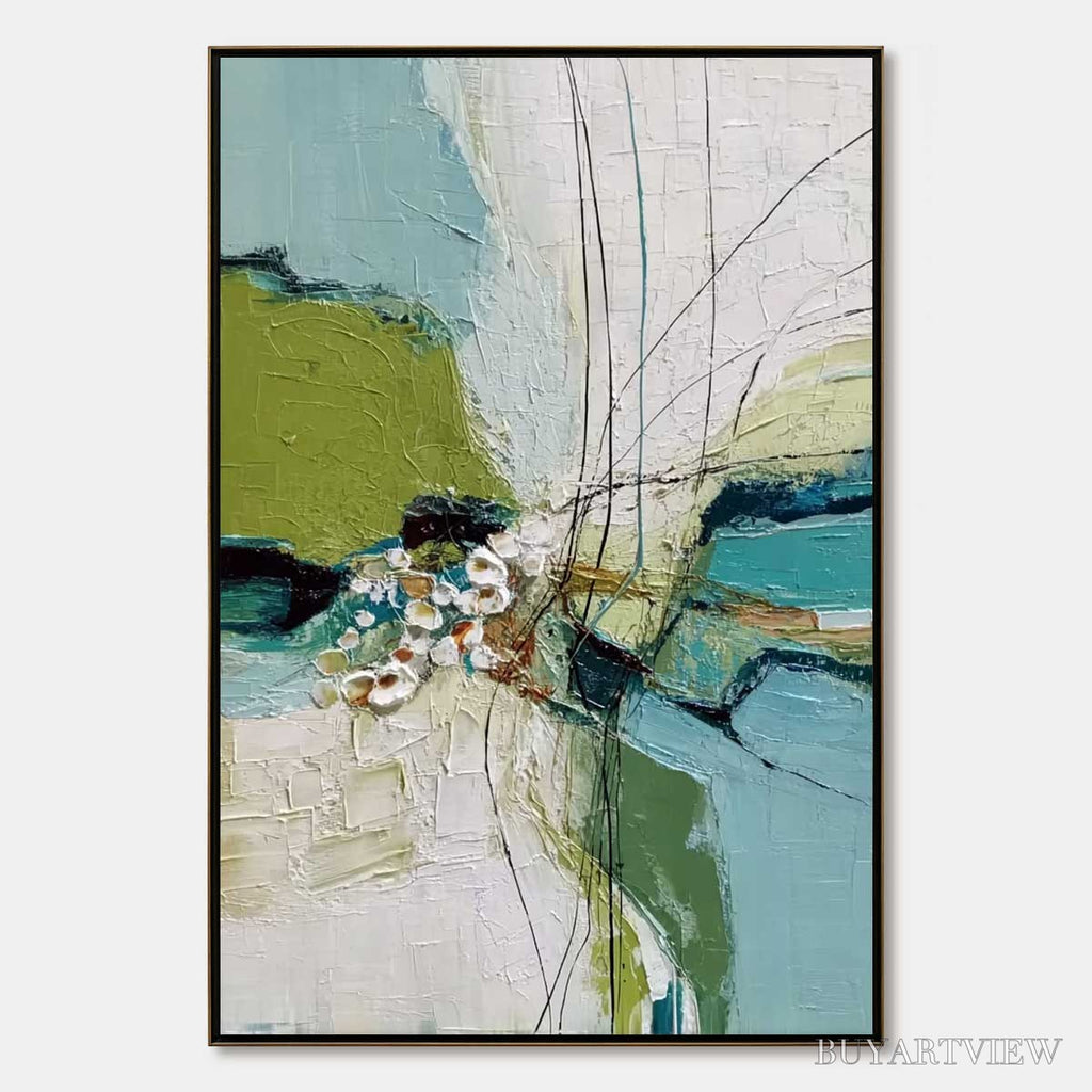 ARTOVITAS First Bloom – Textured Vertical Abstract Landscape Painting - image 1