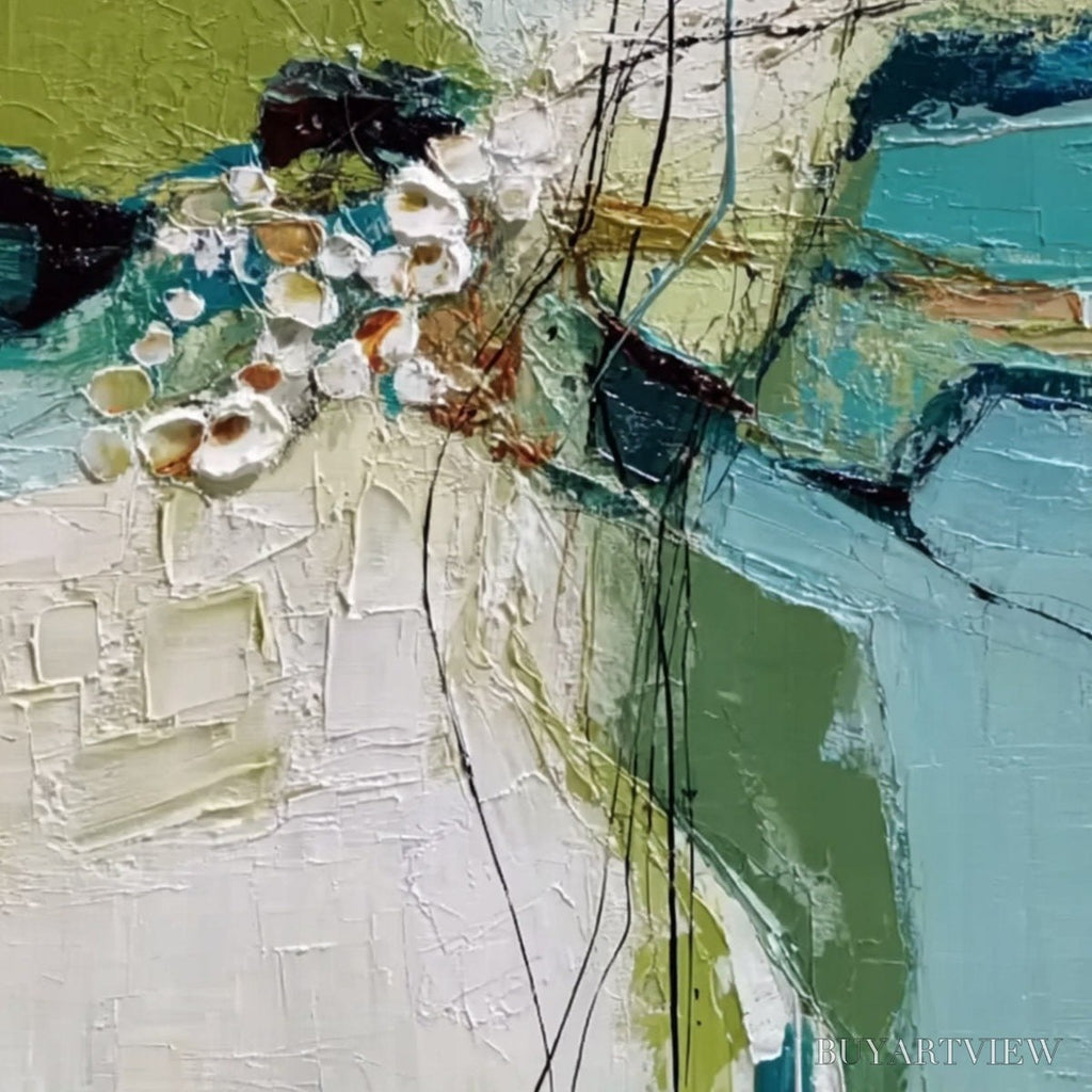 ARTOVITAS First Bloom – Textured Vertical Abstract Landscape Painting - image 3