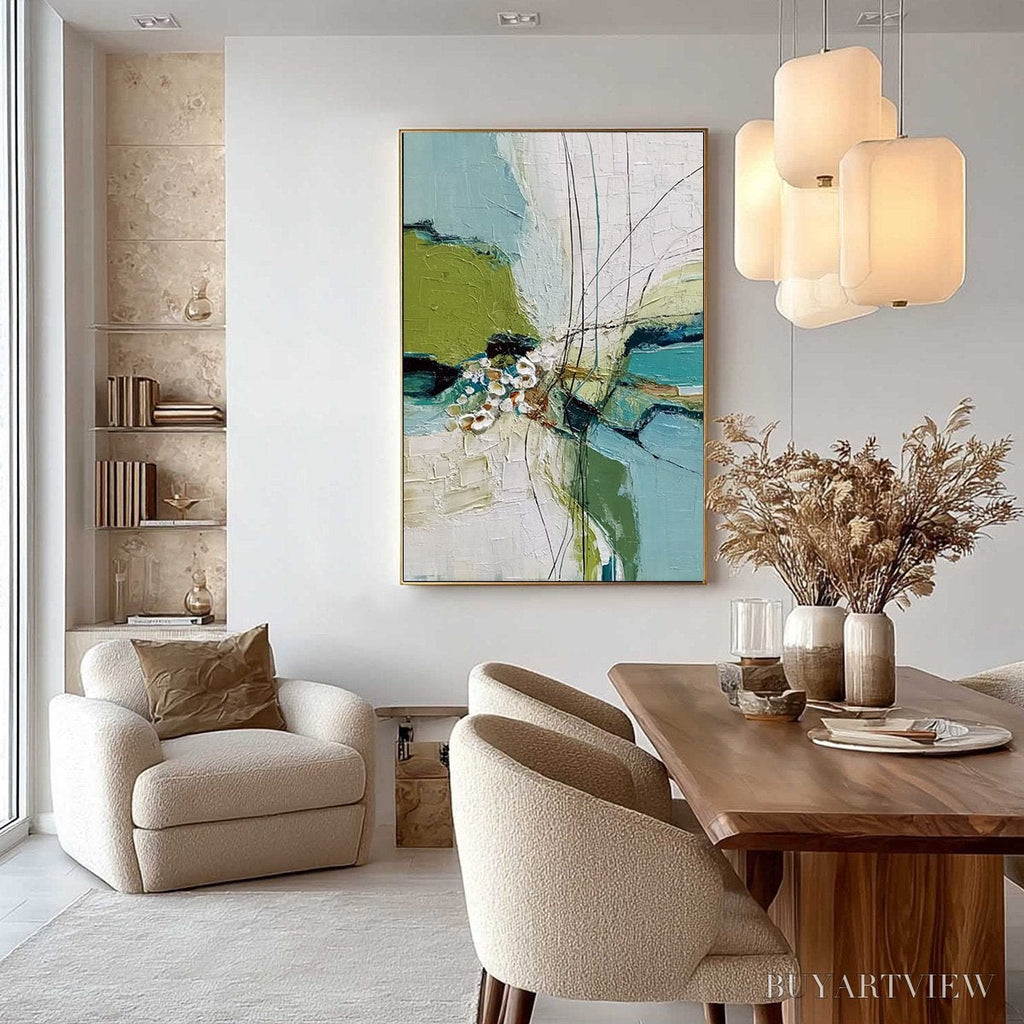 ARTOVITAS First Bloom – Textured Vertical Abstract Landscape Painting - image 4