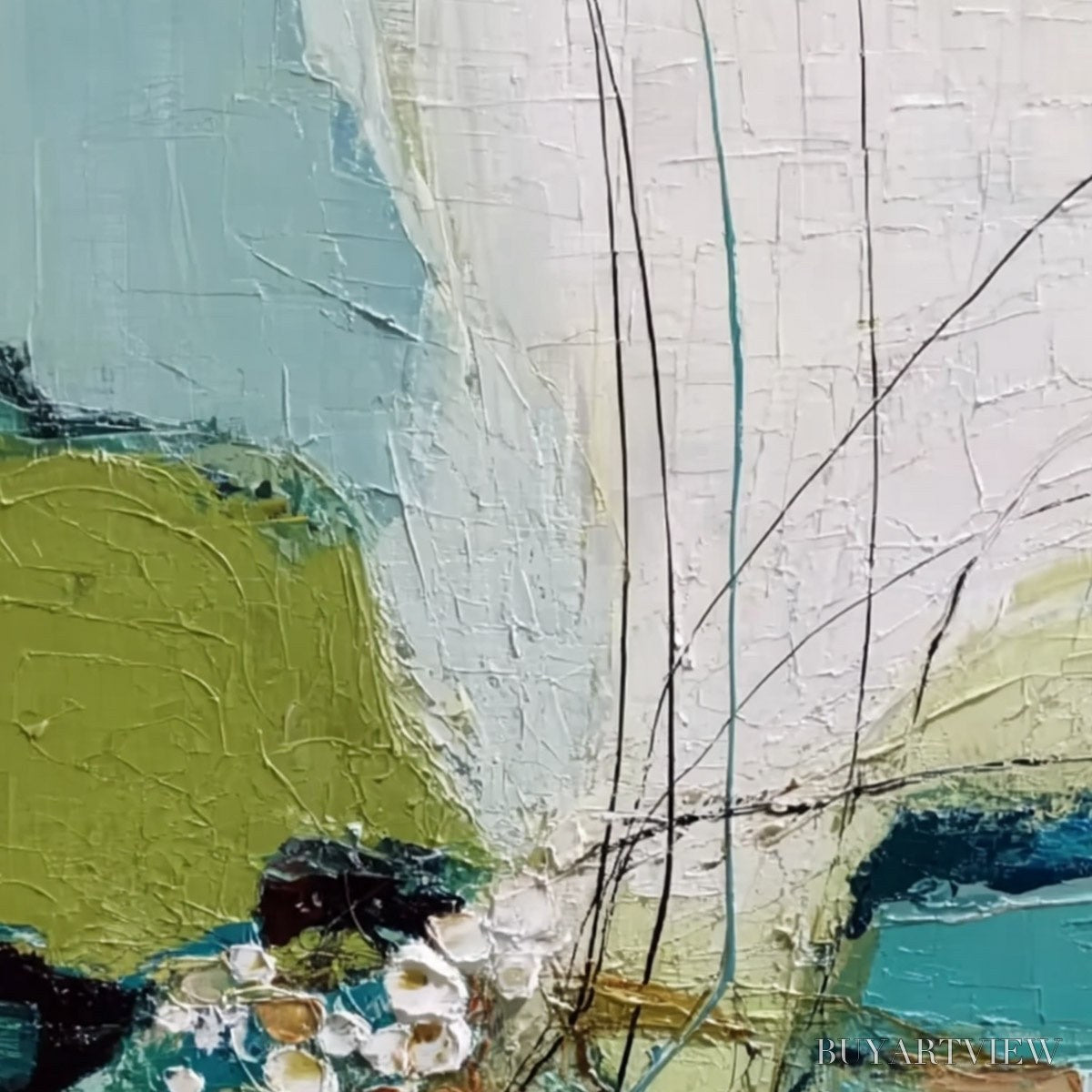 ARTOVITAS First Bloom – Textured Vertical Abstract Landscape Painting - image 5