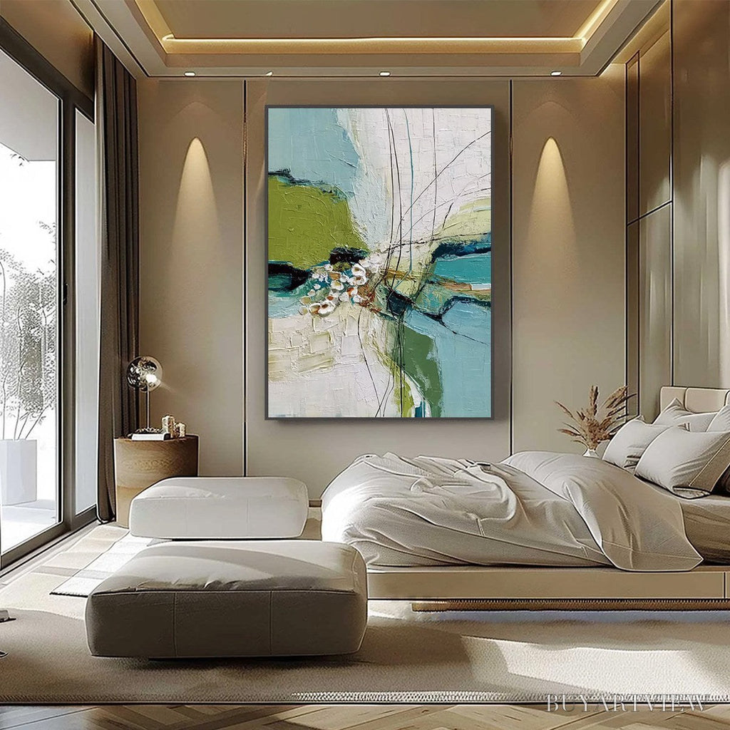 ARTOVITAS First Bloom – Textured Vertical Abstract Landscape Painting - image 6