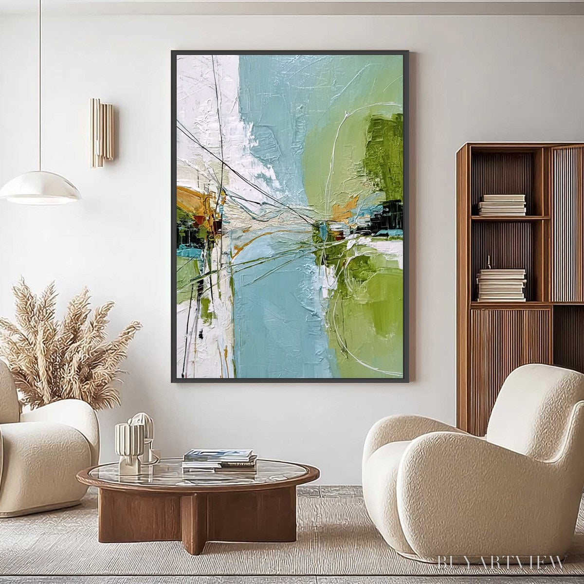 ARTOVITAS Crossing Paths – Large Textured Vertical Abstract - image 2