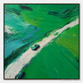 ARTOVITAS Emerald Escape – Textured Aerial View Painting of a Vintage Sports Car - image 1