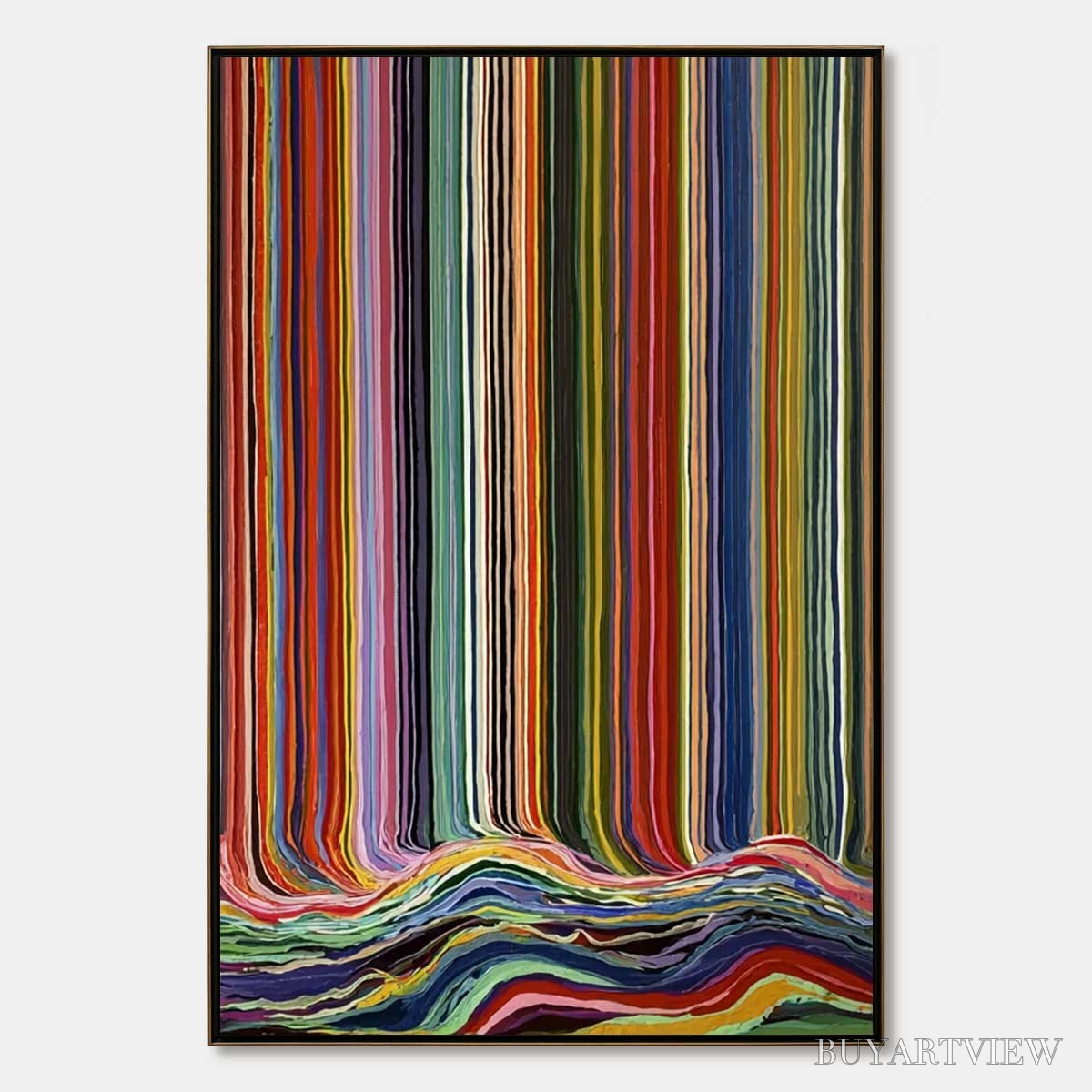ARTOVITAS Chromatic Cascade – Colorful Vertical Abstract Painting with Flowing Lines - image 1