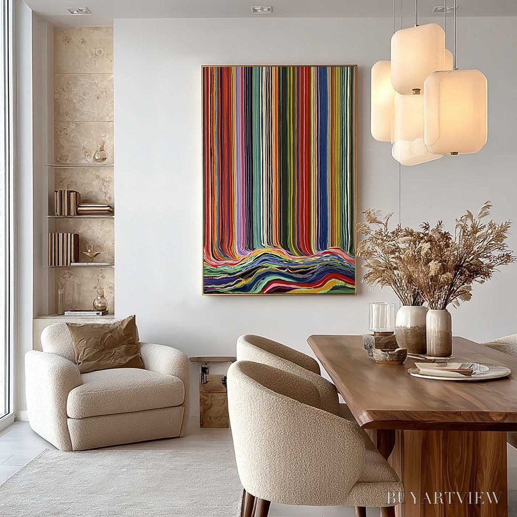 ARTOVITAS Chromatic Cascade – Colorful Vertical Abstract Painting with Flowing Lines - image 4