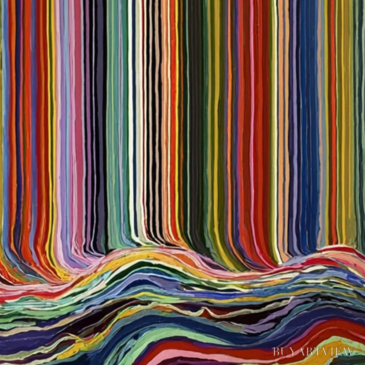 ARTOVITAS Chromatic Cascade – Colorful Vertical Abstract Painting with Flowing Lines - image 5
