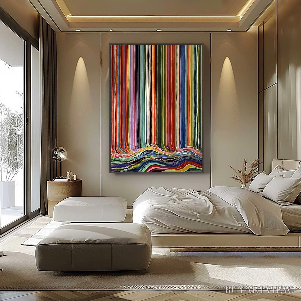 ARTOVITAS Chromatic Cascade – Colorful Vertical Abstract Painting with Flowing Lines - image 6