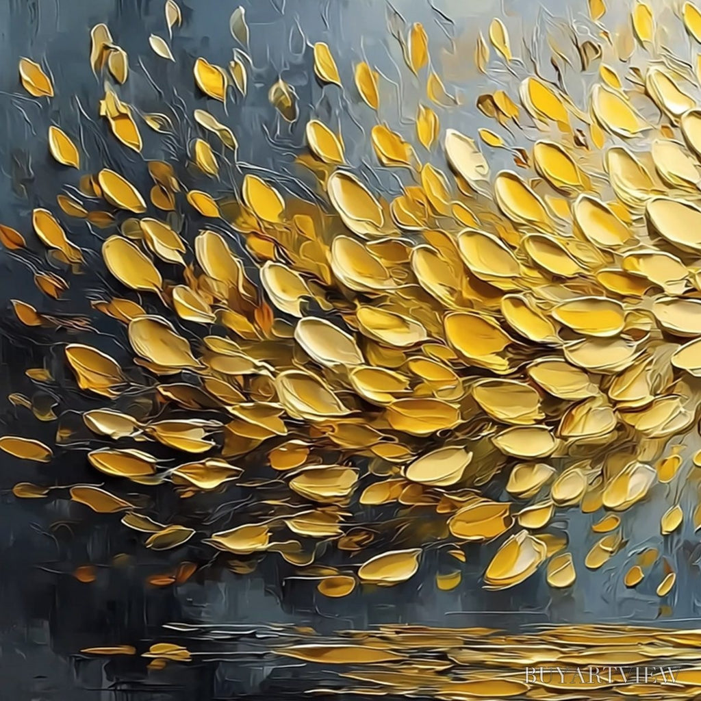 ARTOVITAS Golden Cascade – Textured Palette Knife Impasto Tree Painting - image 3