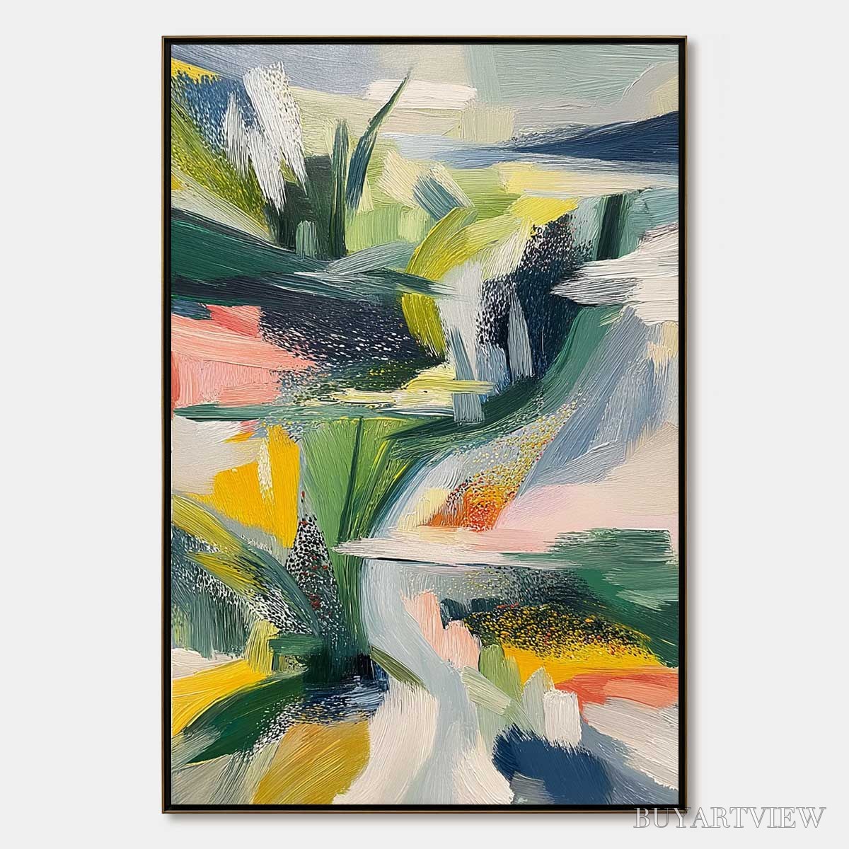 ARTOVITAS Verdant Rush – Vibrant Textured Abstract Landscape Painting - image 1