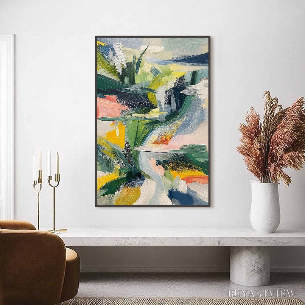ARTOVITAS Verdant Rush – Vibrant Textured Abstract Landscape Painting - image 2