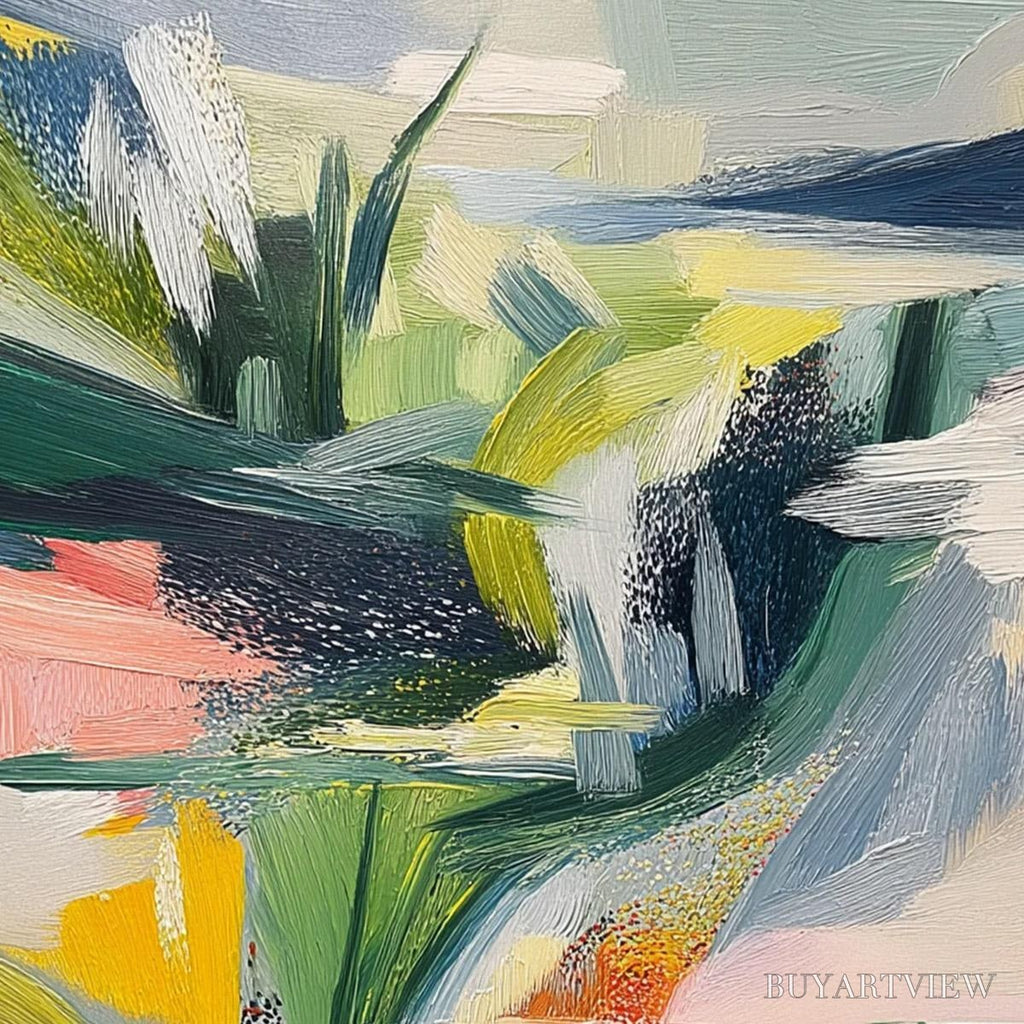 ARTOVITAS Verdant Rush – Vibrant Textured Abstract Landscape Painting - image 3