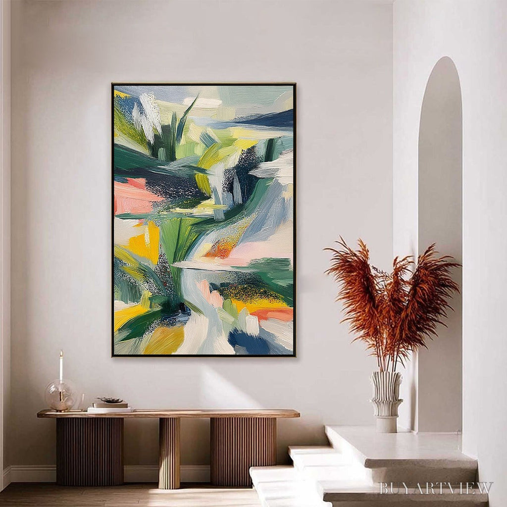 ARTOVITAS Verdant Rush – Vibrant Textured Abstract Landscape Painting - image 4
