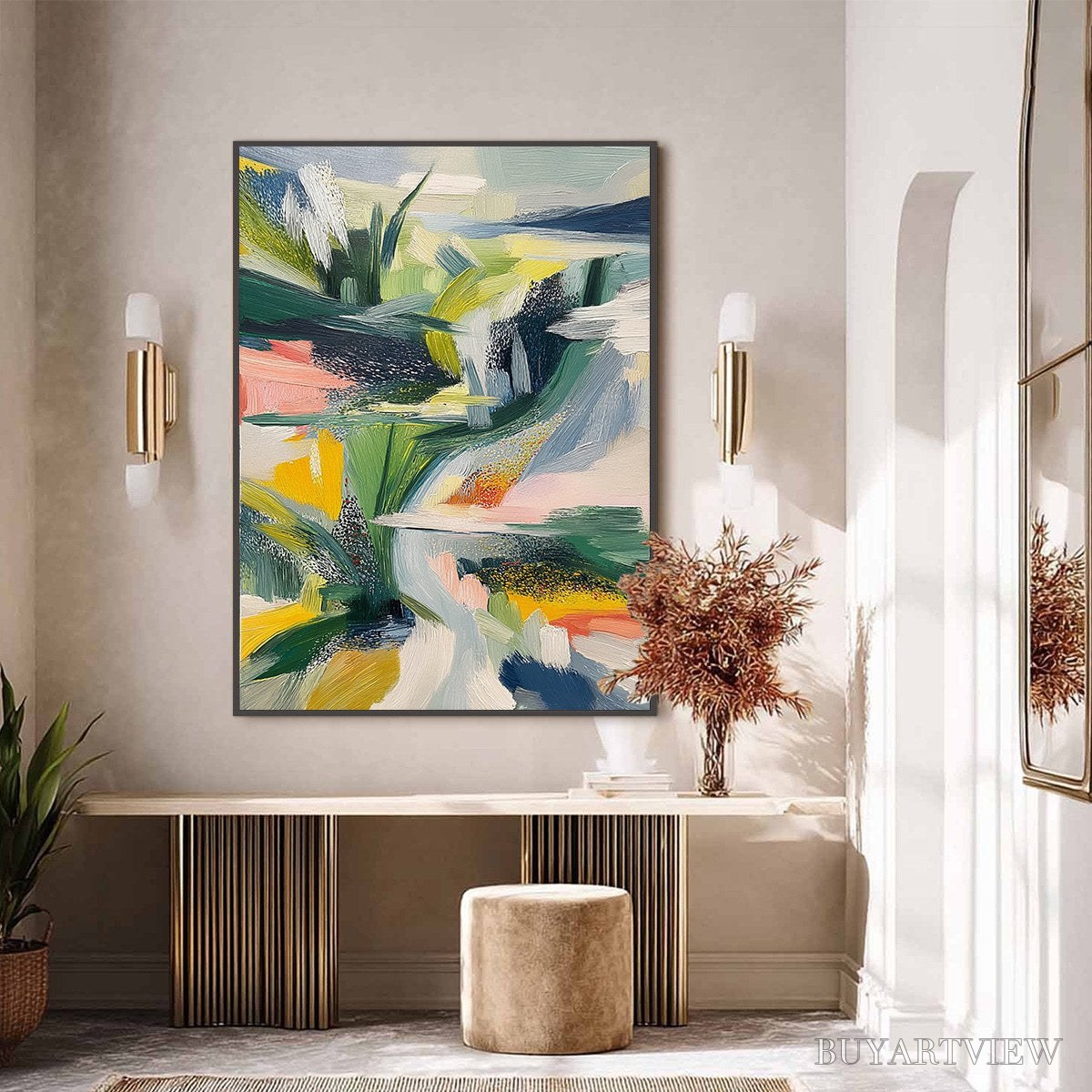 ARTOVITAS Verdant Rush – Vibrant Textured Abstract Landscape Painting - image 6