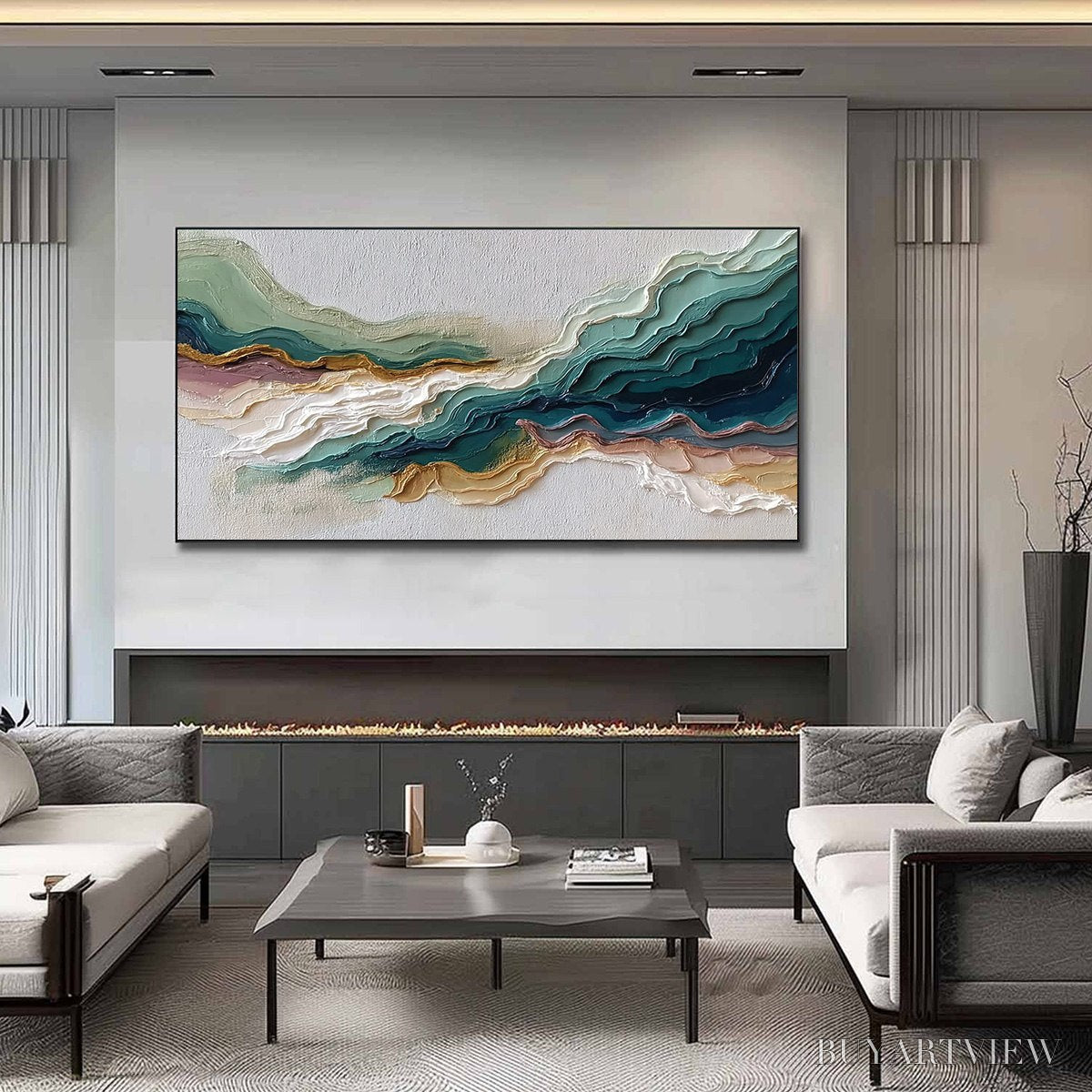 ARTOVITAS Terra Rhythm – Heavily Textured Abstract Landscape Painting - image 2