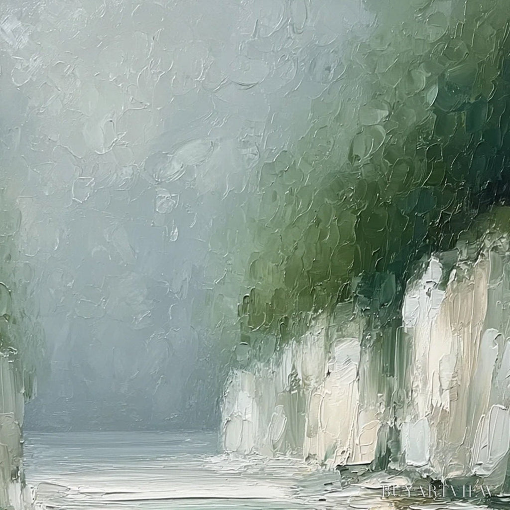 ARTOVITAS Emerald Passage – Textured Wabi Sabi Coastal Landscape Painting - image 3