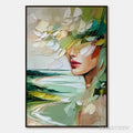 ARTOVITAS Verdant Reverie – Textured Palette Knife Abstract Portrait Painting - image 1