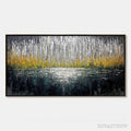 ARTOVITAS Midnight Reflections – Textured Abstract Gold and Silver Landscape Painting - image 1