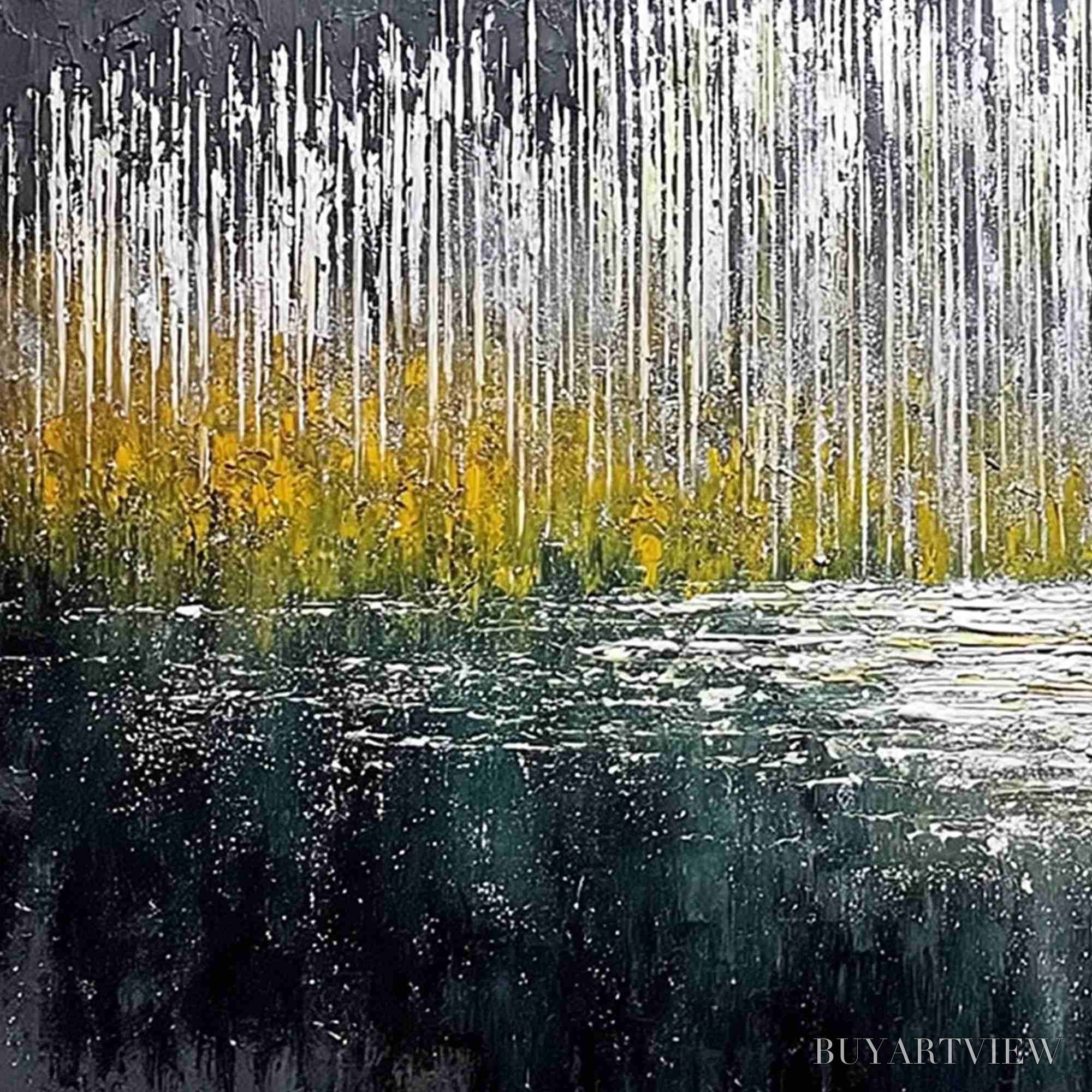 ARTOVITAS Midnight Reflections – Textured Abstract Gold and Silver Landscape Painting - image 3