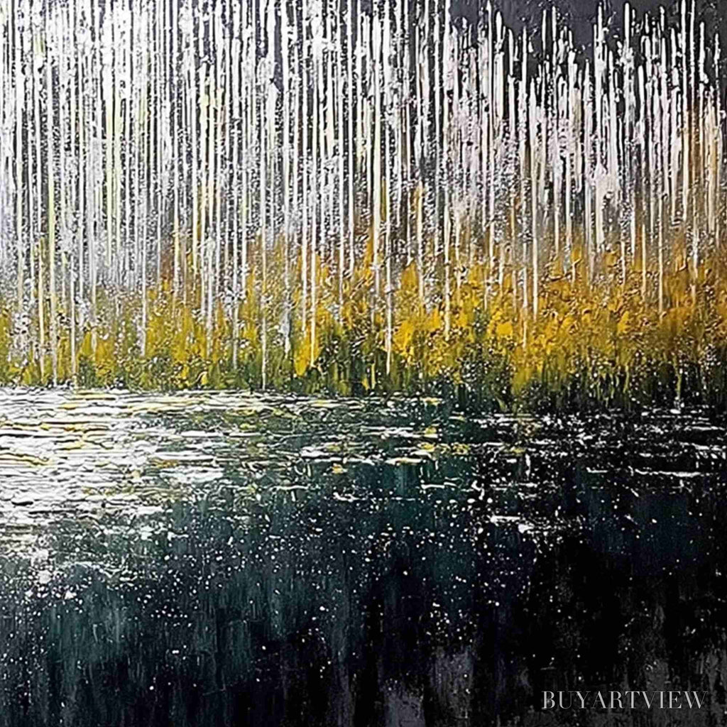 ARTOVITAS Midnight Reflections – Textured Abstract Gold and Silver Landscape Painting - image 5