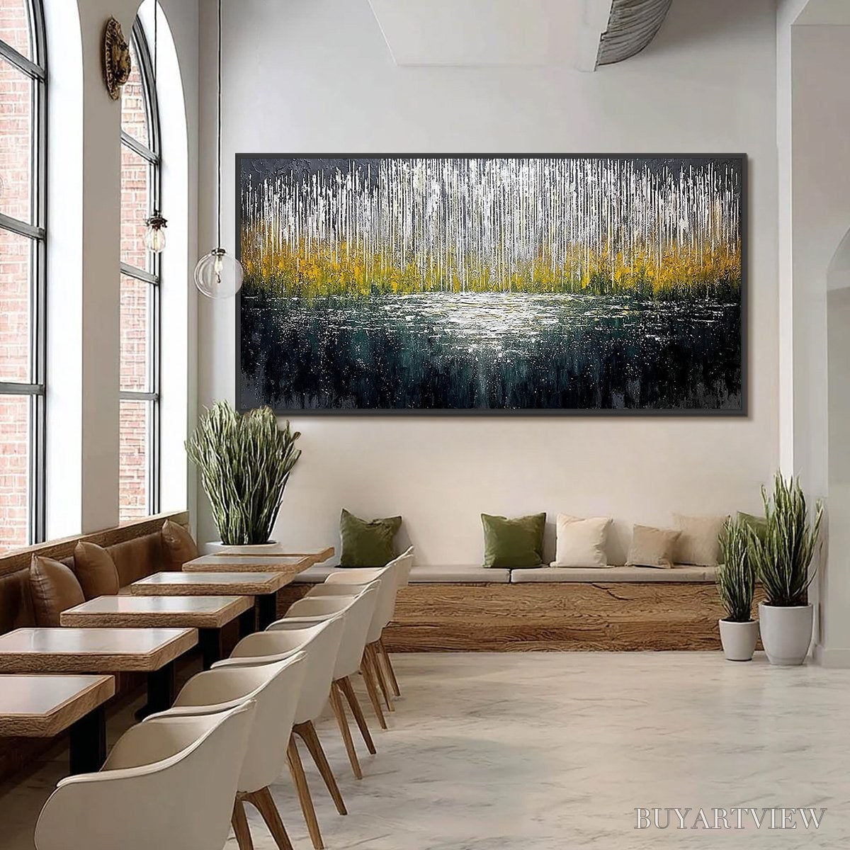 ARTOVITAS Midnight Reflections – Textured Abstract Gold and Silver Landscape Painting - image 6