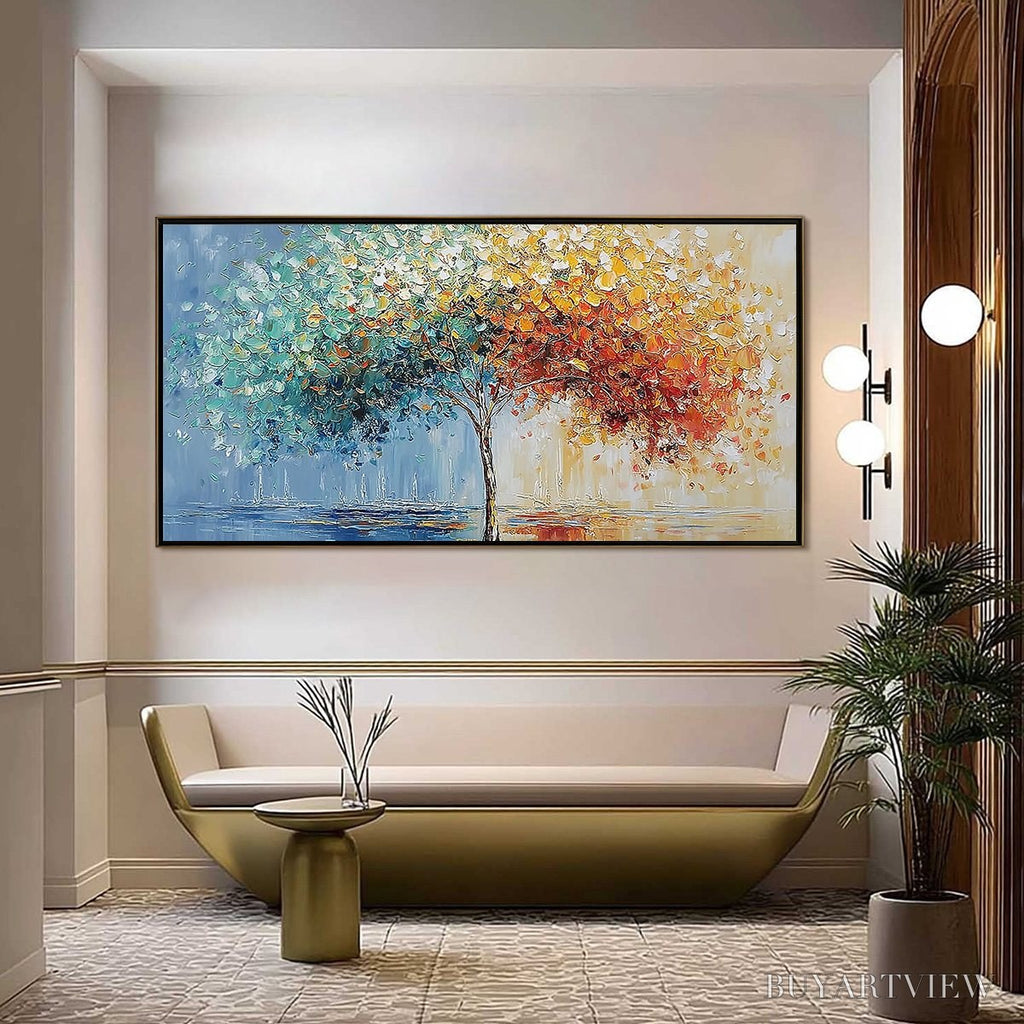 ARTOVITAS Chromatic Embrace – Heavily Textured Palette Knife Tree Landscape Painting - image 2
