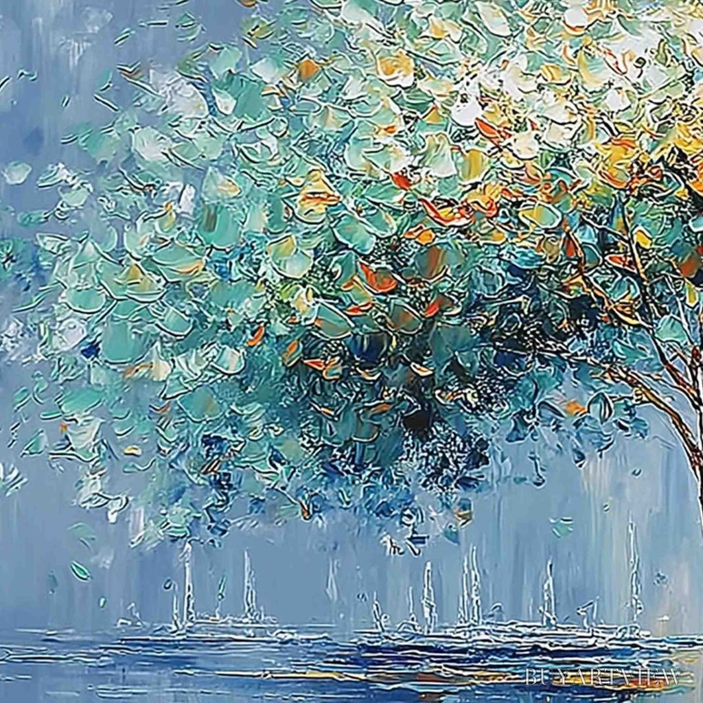 ARTOVITAS Chromatic Embrace – Heavily Textured Palette Knife Tree Landscape Painting - image 3