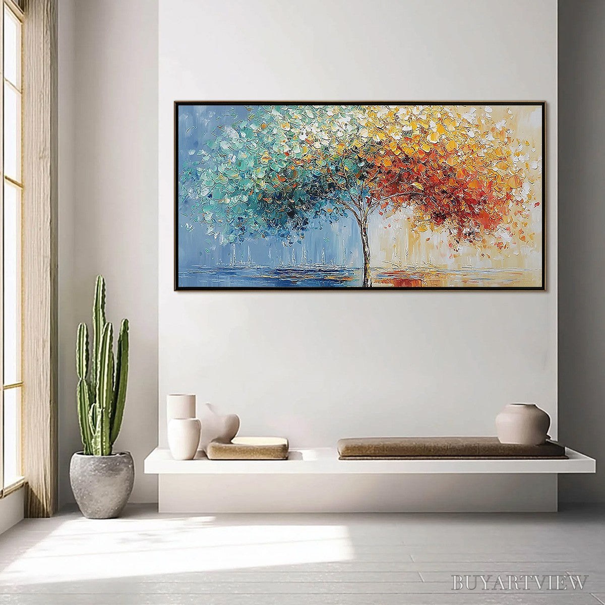 ARTOVITAS Chromatic Embrace – Heavily Textured Palette Knife Tree Landscape Painting - image 4