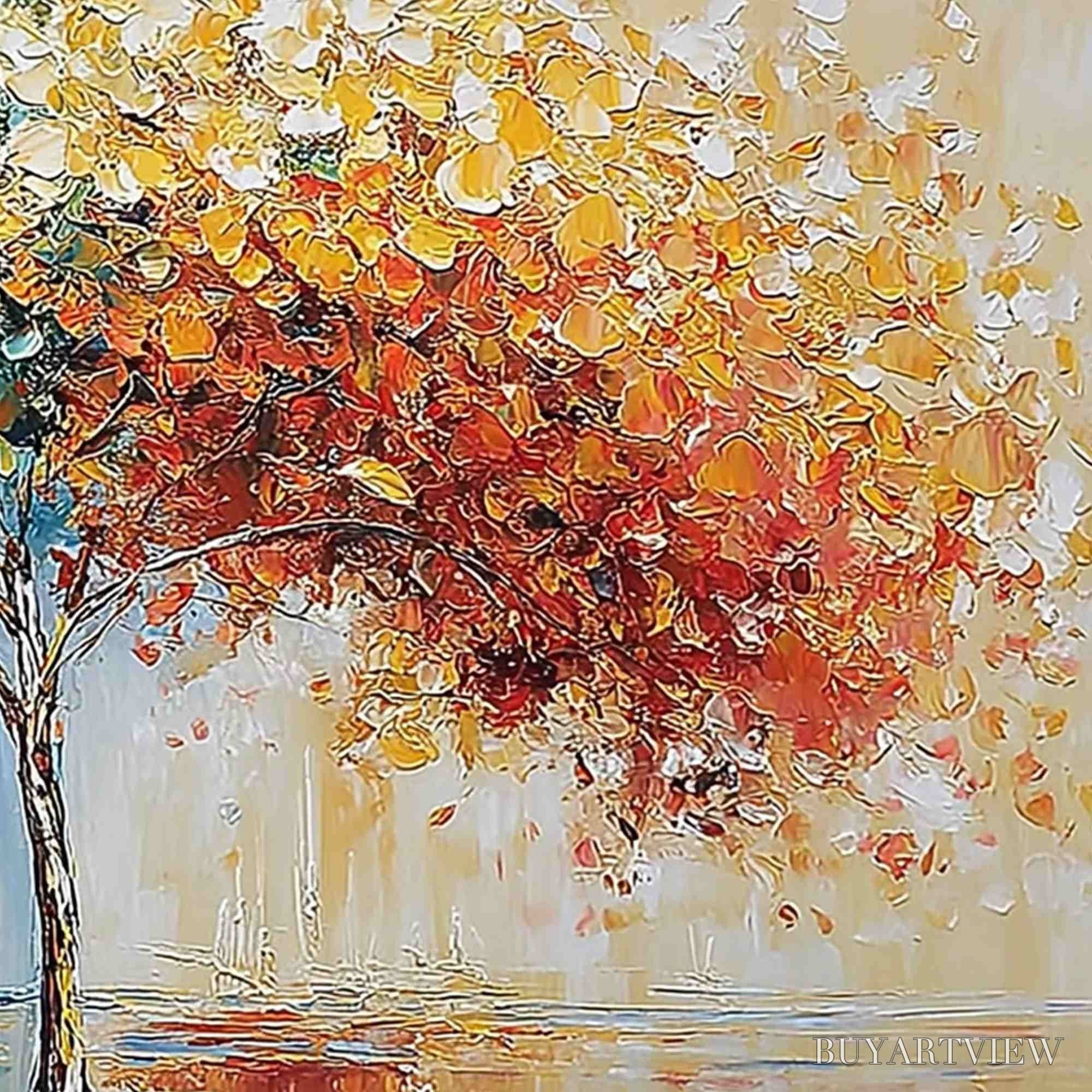 ARTOVITAS Chromatic Embrace – Heavily Textured Palette Knife Tree Landscape Painting - image 5