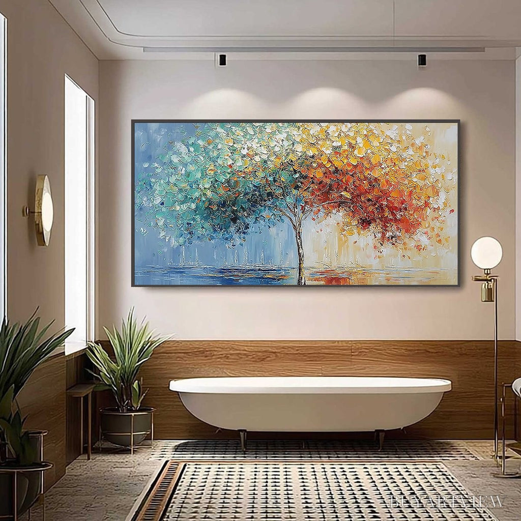 ARTOVITAS Chromatic Embrace – Heavily Textured Palette Knife Tree Landscape Painting - image 6