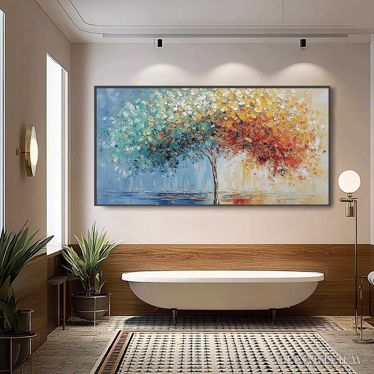 ARTOVITAS Chromatic Embrace – Heavily Textured Palette Knife Tree Landscape Painting - image 6