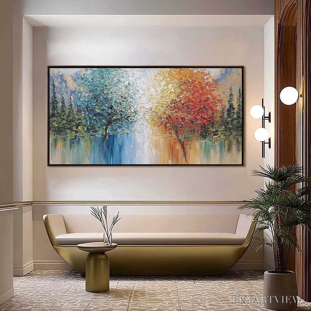 ARTOVITAS Equinox Textured Tree Landscape Oil Painting | Colorful - image 2