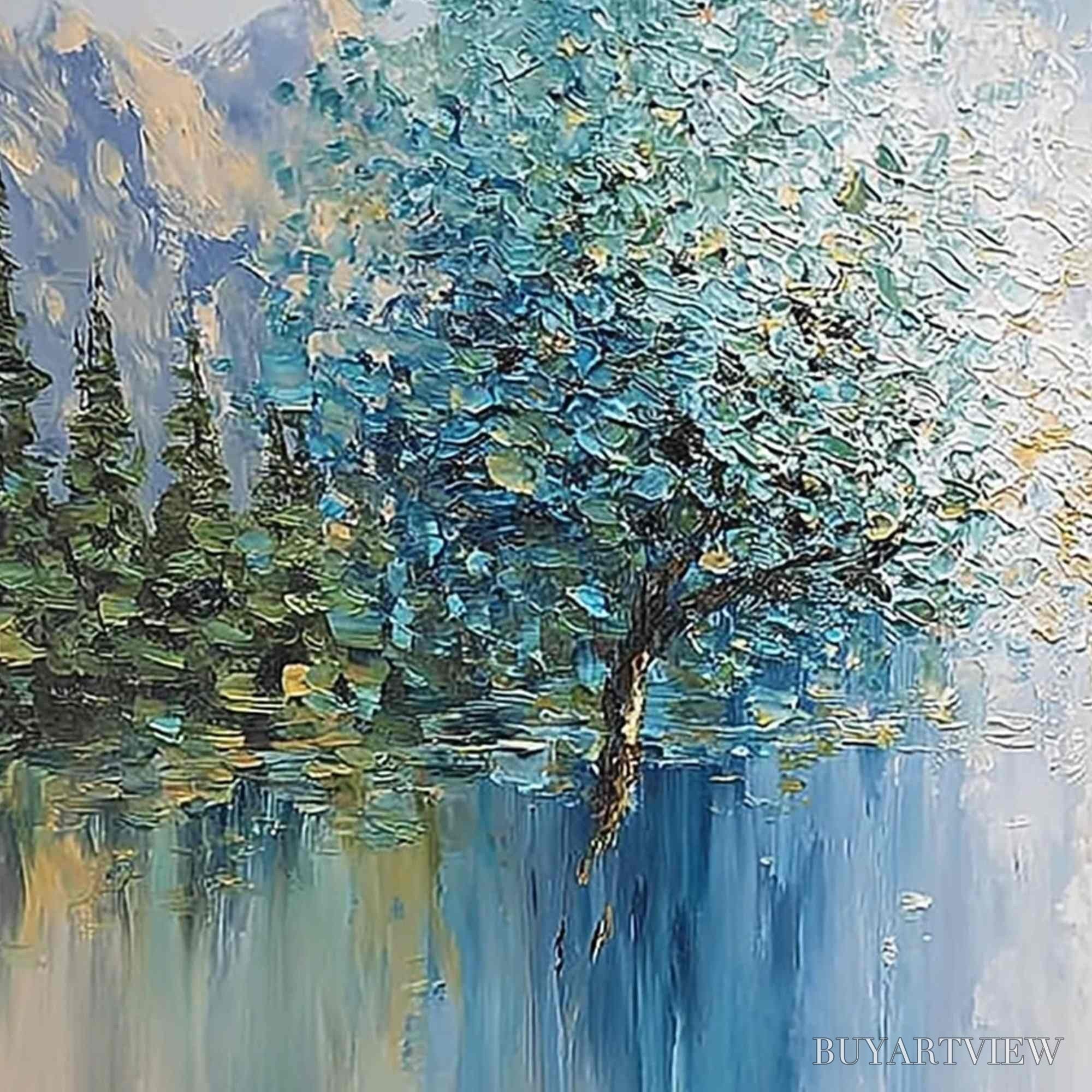 ARTOVITAS Equinox Textured Tree Landscape Oil Painting | Colorful - image 3
