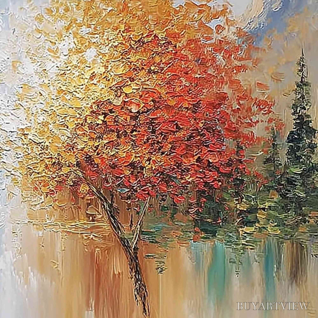 ARTOVITAS Equinox Textured Tree Landscape Oil Painting | Colorful - image 5