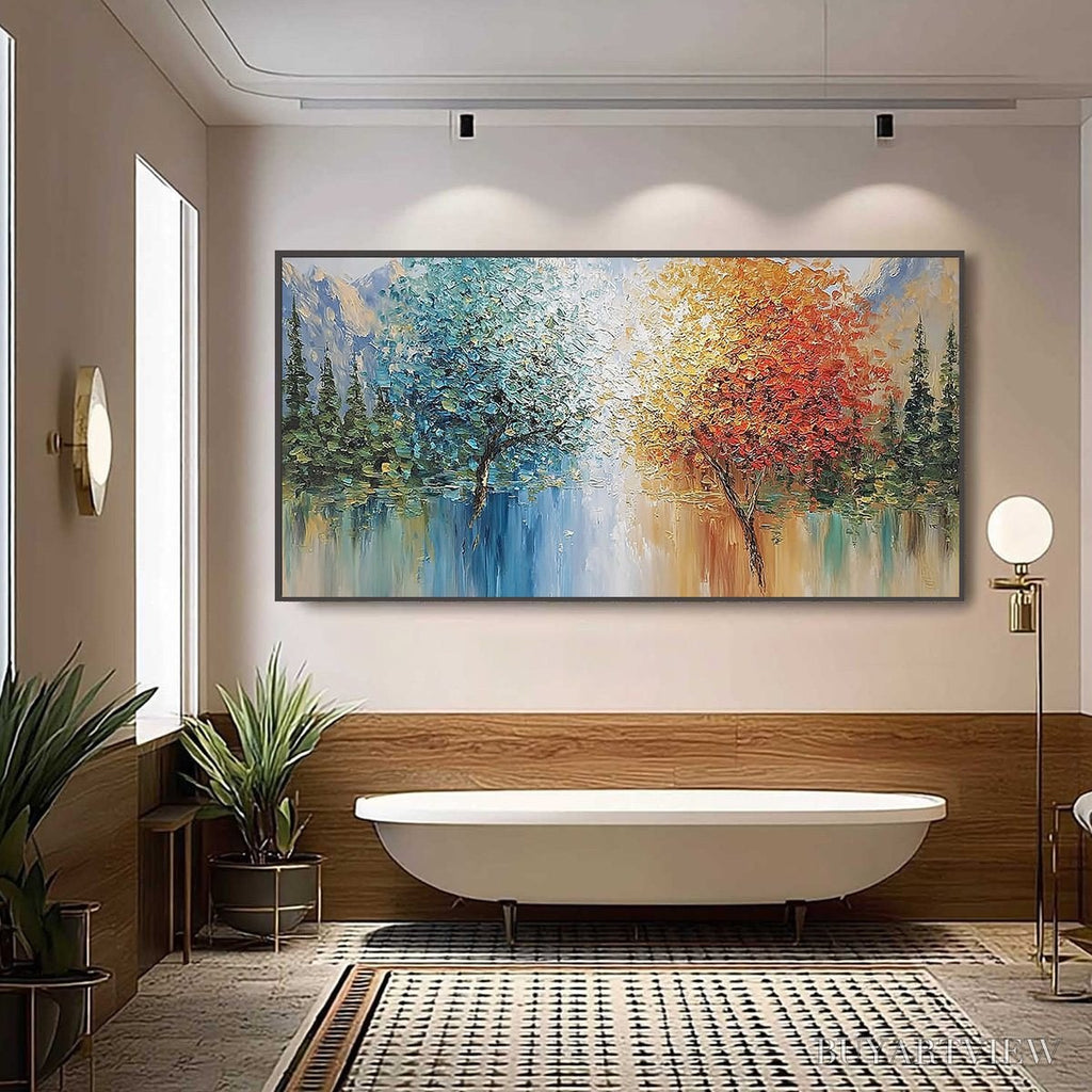 ARTOVITAS Equinox Textured Tree Landscape Oil Painting | Colorful - image 6