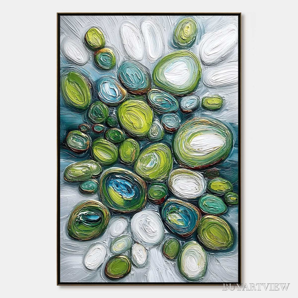 ARTOVITAS River Gems – Textured Wabi Sabi Abstract Painting of River Stones - image 1