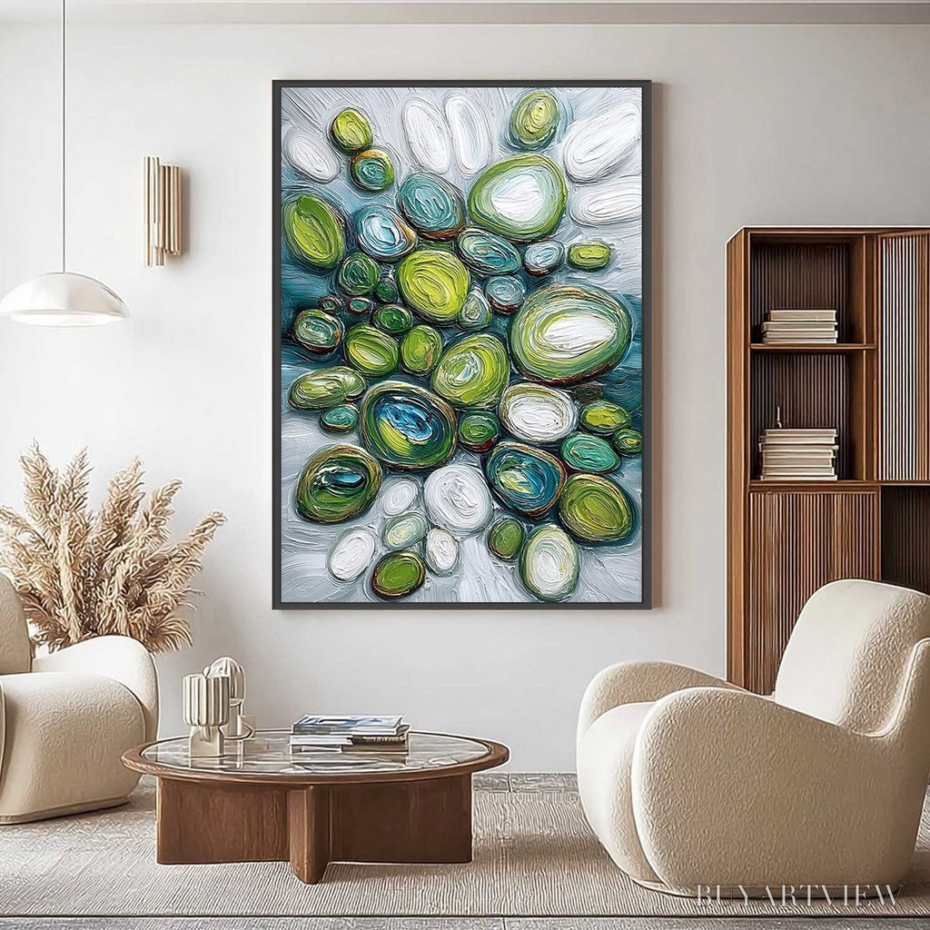 ARTOVITAS River Gems – Textured Wabi Sabi Abstract Painting of River Stones - image 2