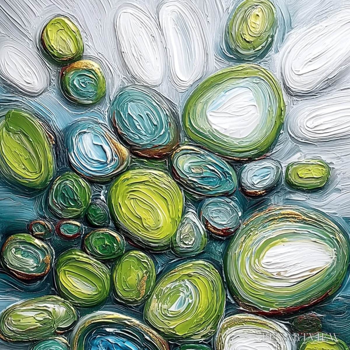 ARTOVITAS River Gems – Textured Wabi Sabi Abstract Painting of River Stones - image 3