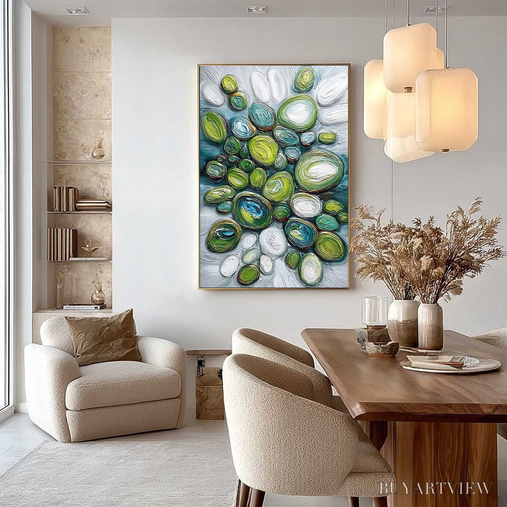 ARTOVITAS River Gems – Textured Wabi Sabi Abstract Painting of River Stones - image 4