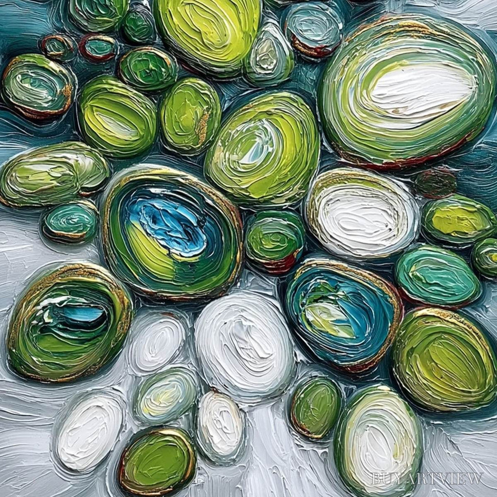 ARTOVITAS River Gems – Textured Wabi Sabi Abstract Painting of River Stones - image 5