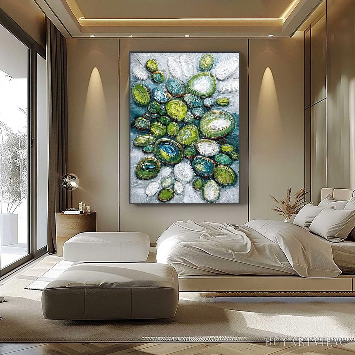 ARTOVITAS River Gems – Textured Wabi Sabi Abstract Painting of River Stones - image 6