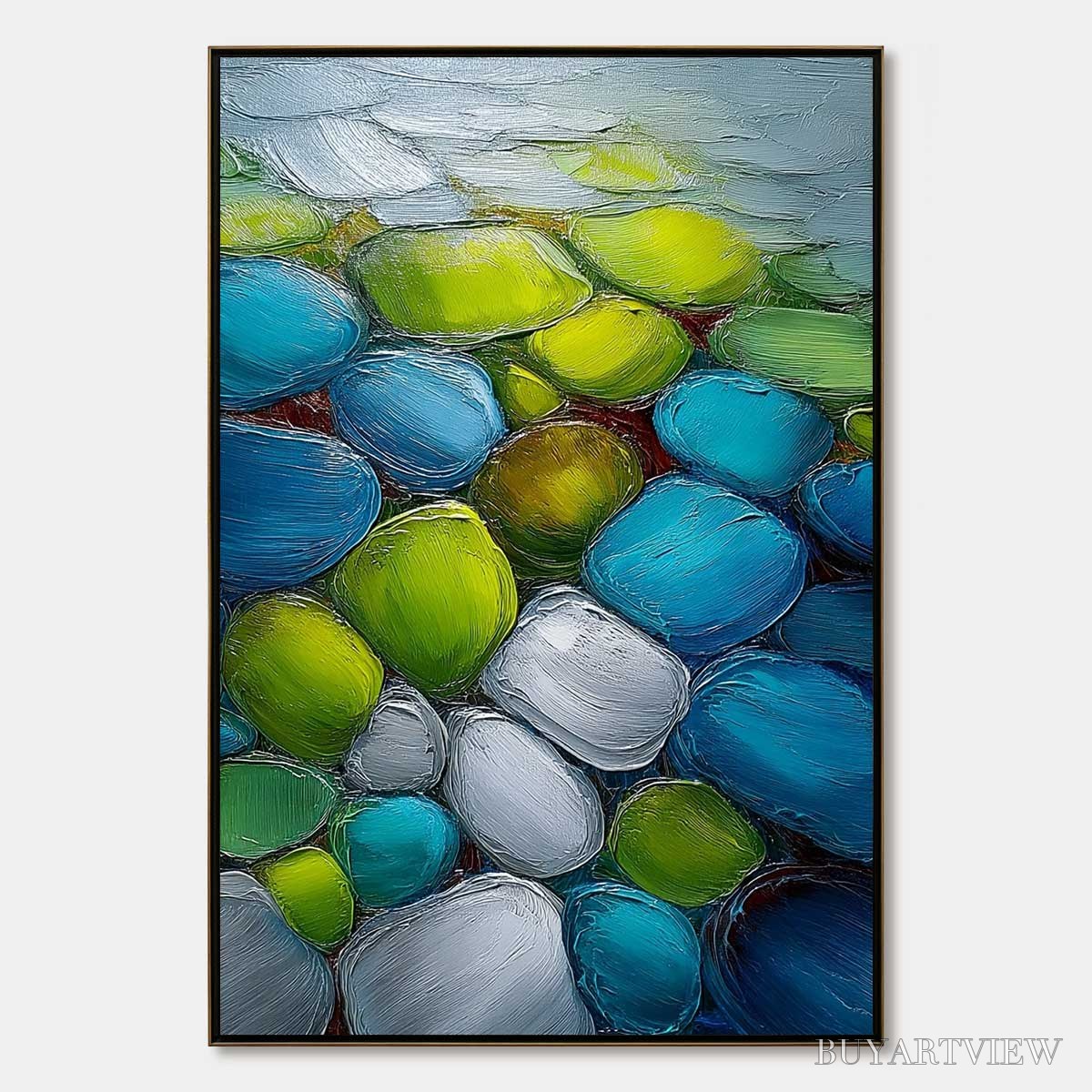 ARTOVITAS River Gems – Heavily Textured Abstract Painting of Colorful Stones - image 1