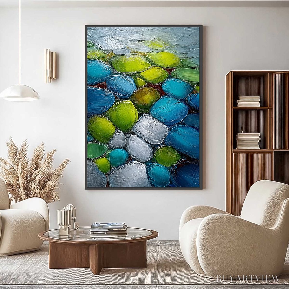 ARTOVITAS River Gems – Heavily Textured Abstract Painting of Colorful Stones - image 2