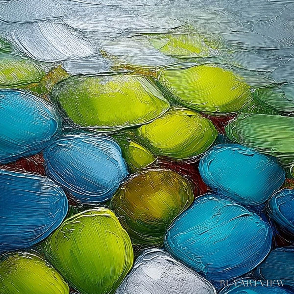 ARTOVITAS River Gems – Heavily Textured Abstract Painting of Colorful Stones - image 3