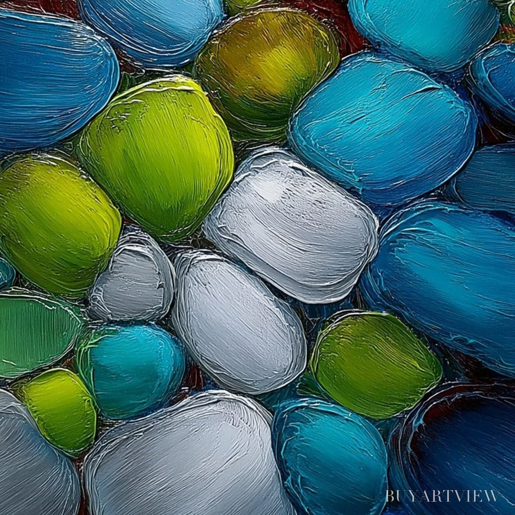 ARTOVITAS River Gems – Heavily Textured Abstract Painting of Colorful Stones - image 5