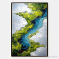 ARTOVITAS Aerial Reverie – Textured Abstract Aerial River Landscape Painting - image 1